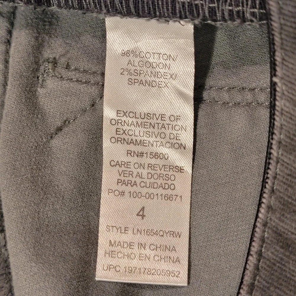 Wit‎ And Wisdom Corduroy Straight Leg Pants, Women's Size 4, Sage Green Gray